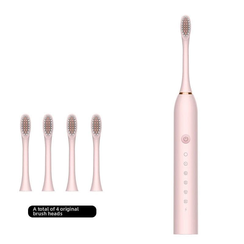 Electric Toothbrush Adult Soft-bristled Waterproof Ultrasonic Toothbrush Rechargeable Student Couple Set Toothbrush English pink