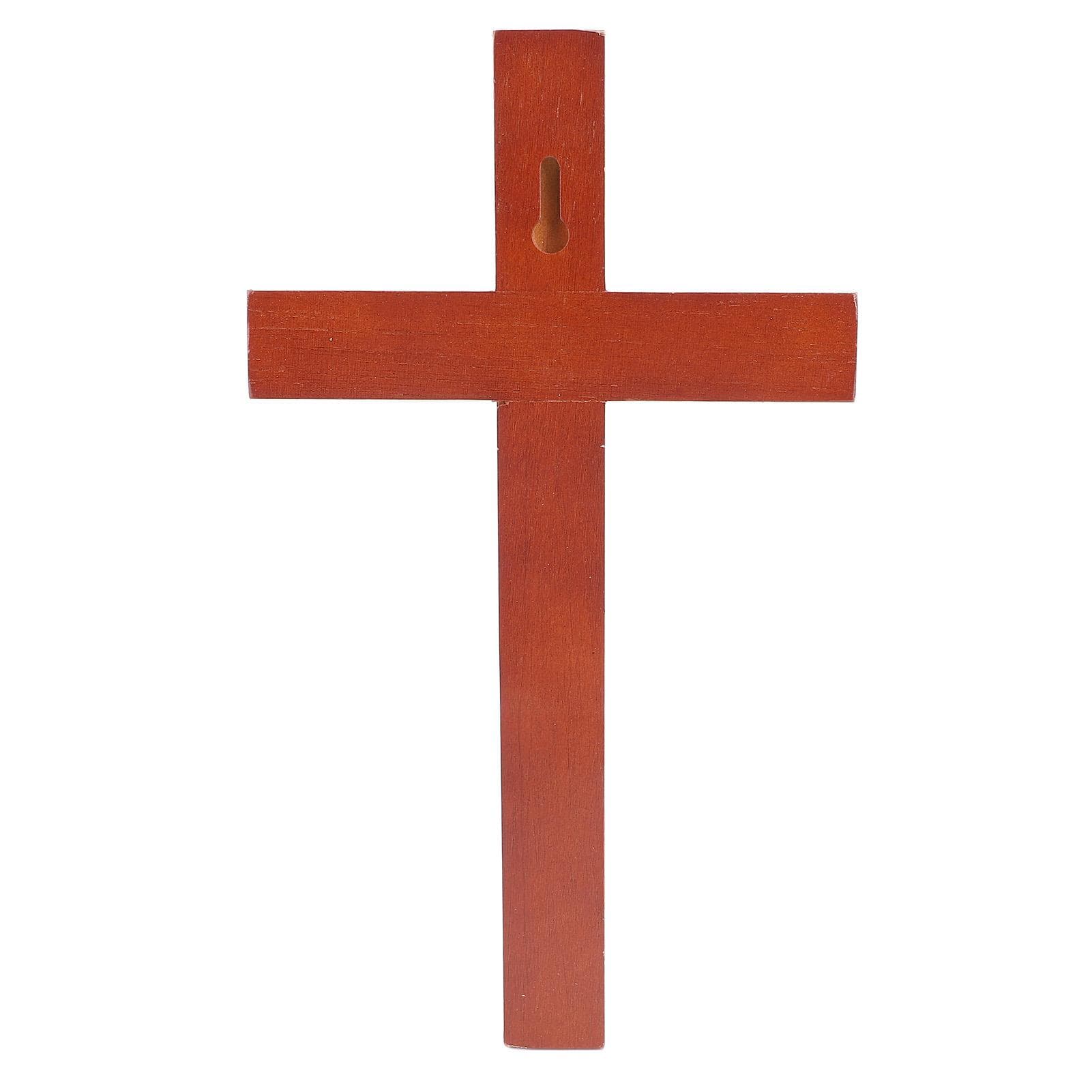Wooden Crucifix Wall Decor 30cm Simple Smoothly Polished Wood Wall Hanging Crucifix Red red