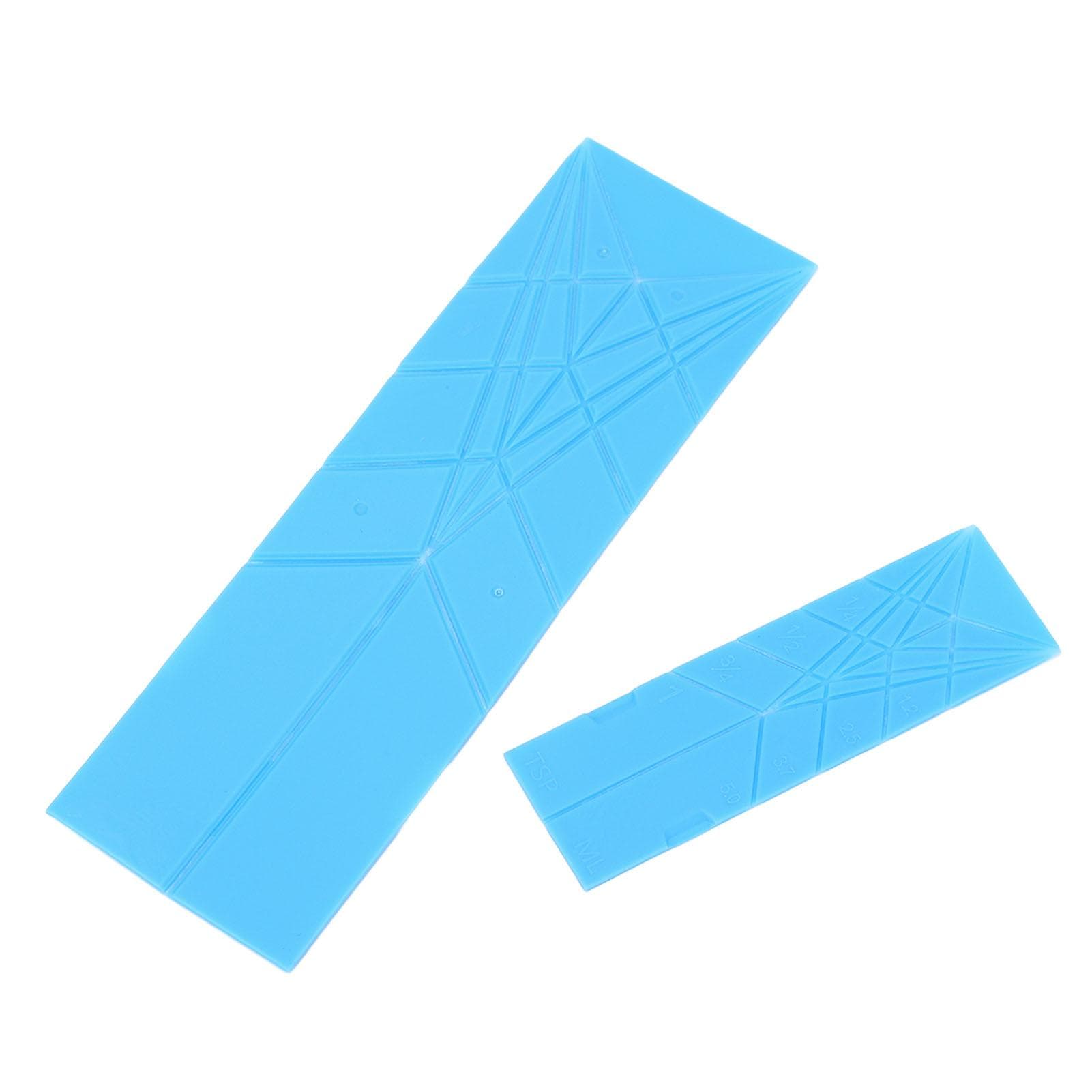 2pcs Multifunction Folds Flat Kitchen Measuring Spoon Large and Small Size 3 In 1 Polygons blue