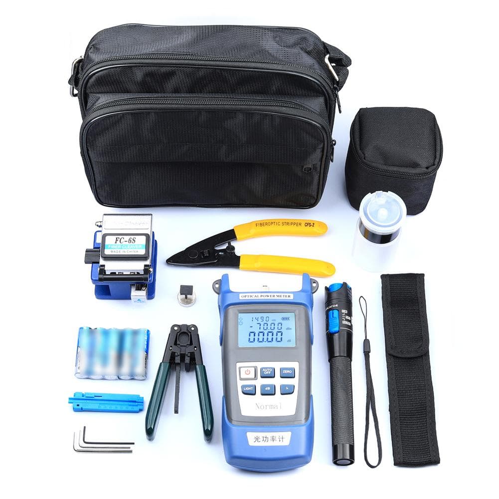 Fiber Optic FTTH Tool Kit Optical Power Meter Fiber Cleaver Wire Stripper Optical Fiber Cold multicolour