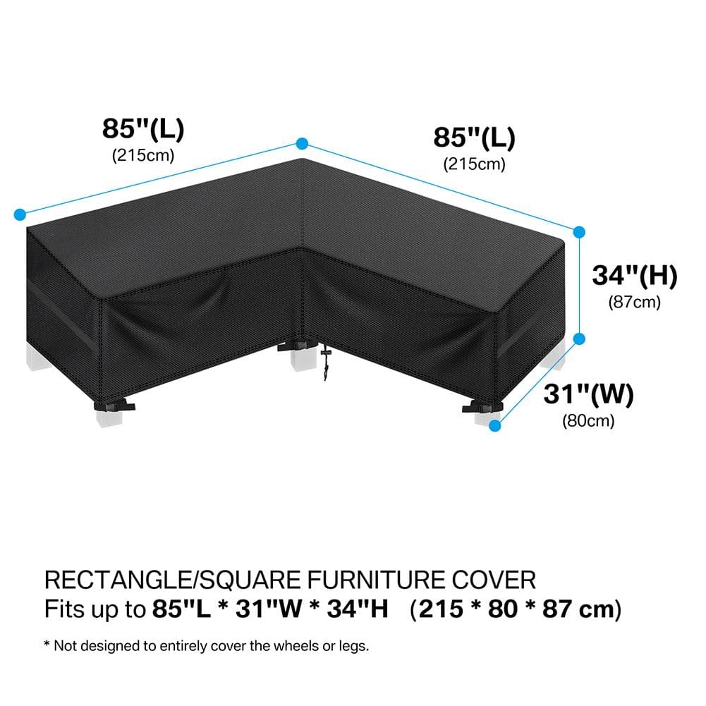 Patio L-Shaped Sofa Lounger Cover Waterproof Heavy Duty Outdoor Garden Sectional Couch Furniture Cover Protector Easy-Going