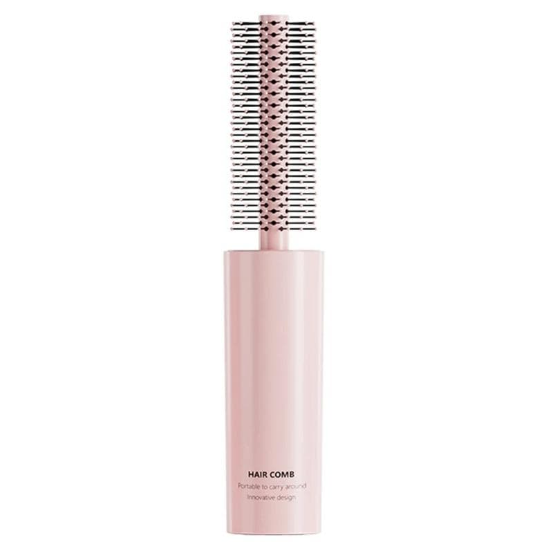 Round Curly Hair Brush Portable Telescopic Curling Hairdressing Comb Integrated for Blow Dryer Salon Beauty Hair Styling Tool pink