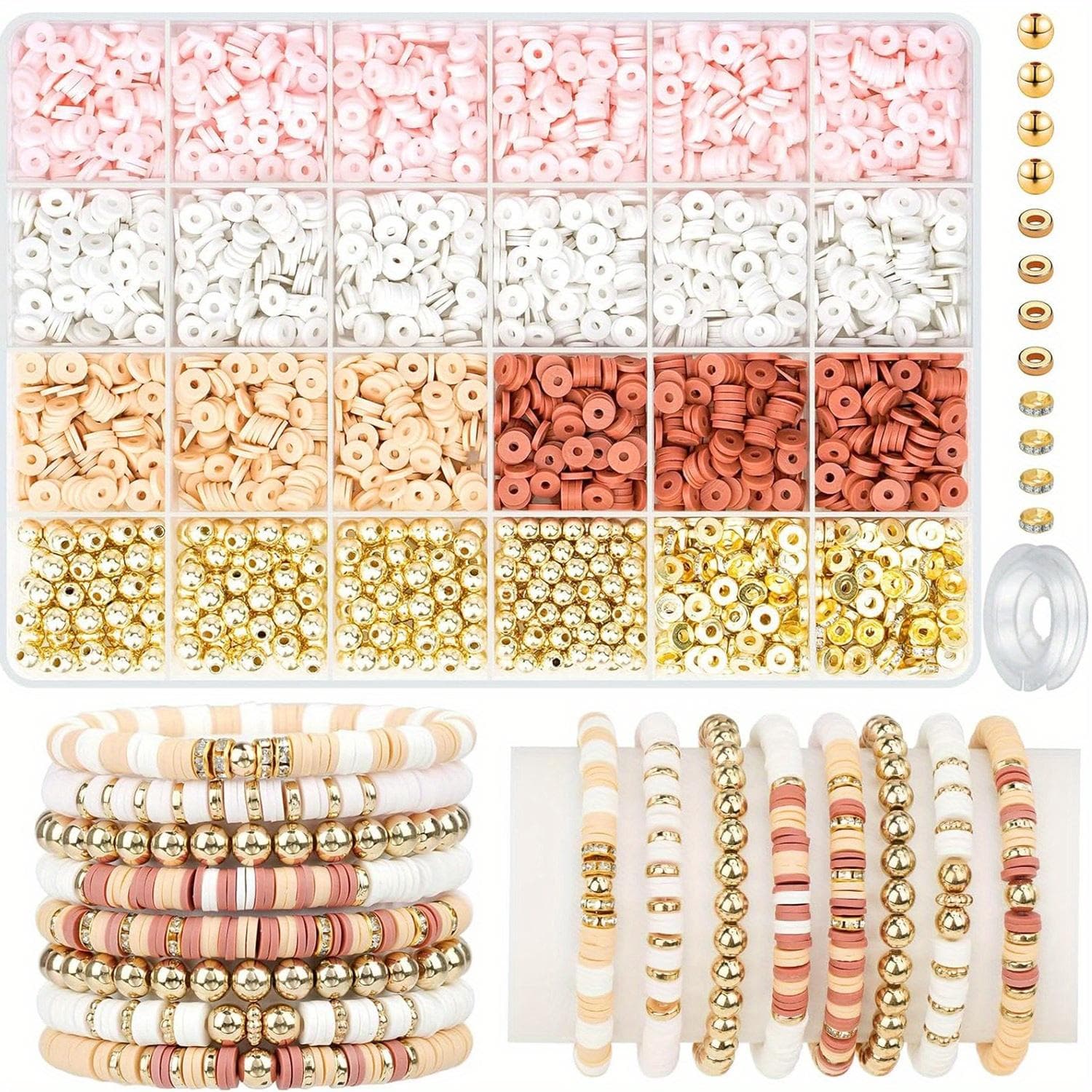3000 Pieces Clay Beaded Bracelets, Bracelet Making Kits for Jewelry Making, Charm Bracelet Kits, DIY Arts and Crafts Birthday Party Favors pink