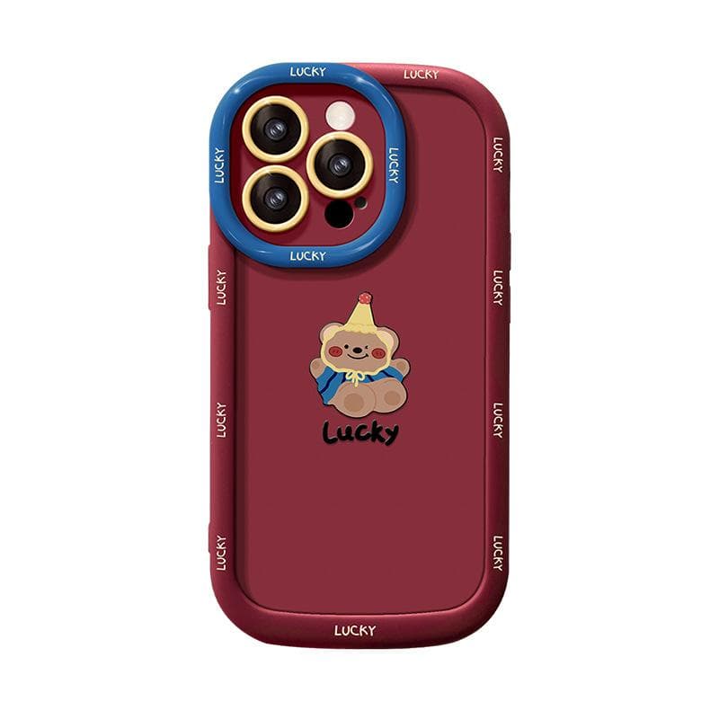 Lucky Bear Is Suitable for Apple 16pro Mobile Phone Case IPhone 15 Semen Hole Full Cover Anti-fall 14 Soft Silicone Xs/xr Redmi Note 9 Pro
