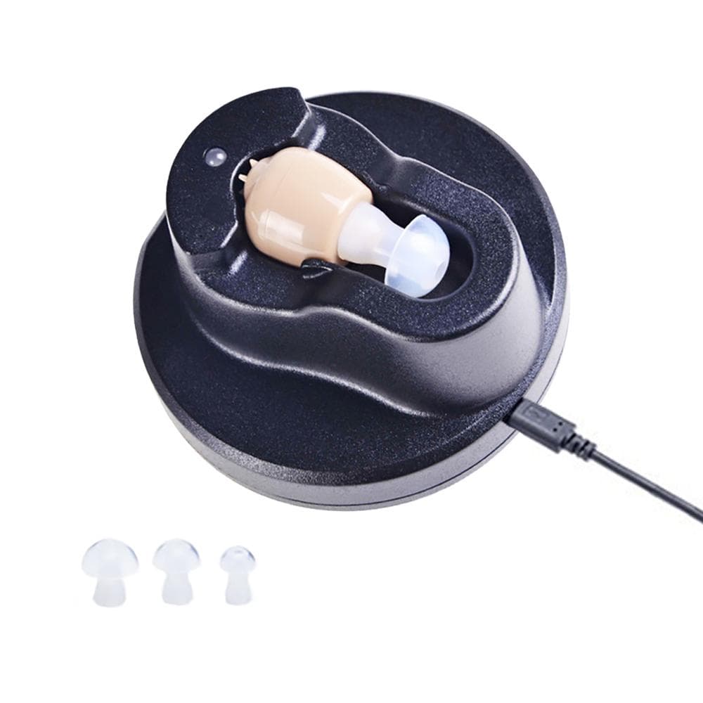 Mini Rechargeable Inner Ear Type Hearing Device Sound Amplifier with Recharging Base multicolour