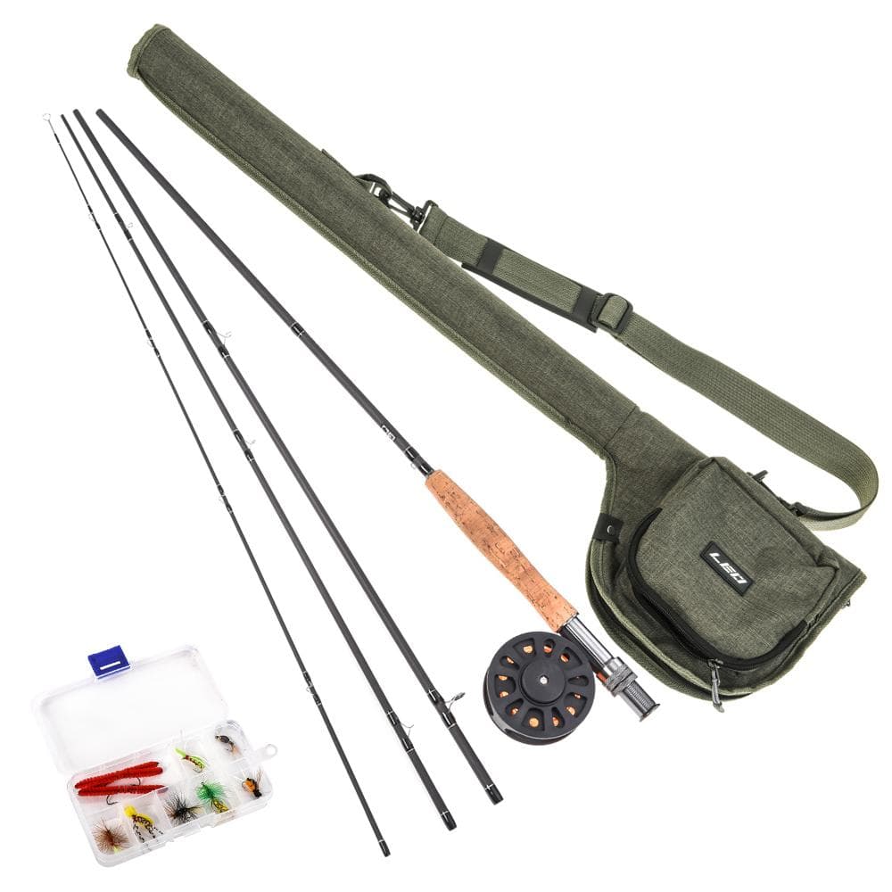 Lixada Fly Fishing Rod and Reel Combo with Carry Bag 10 Flies Complete Starter Package Fly Fishing Kit Type 2 28010-TA7 green