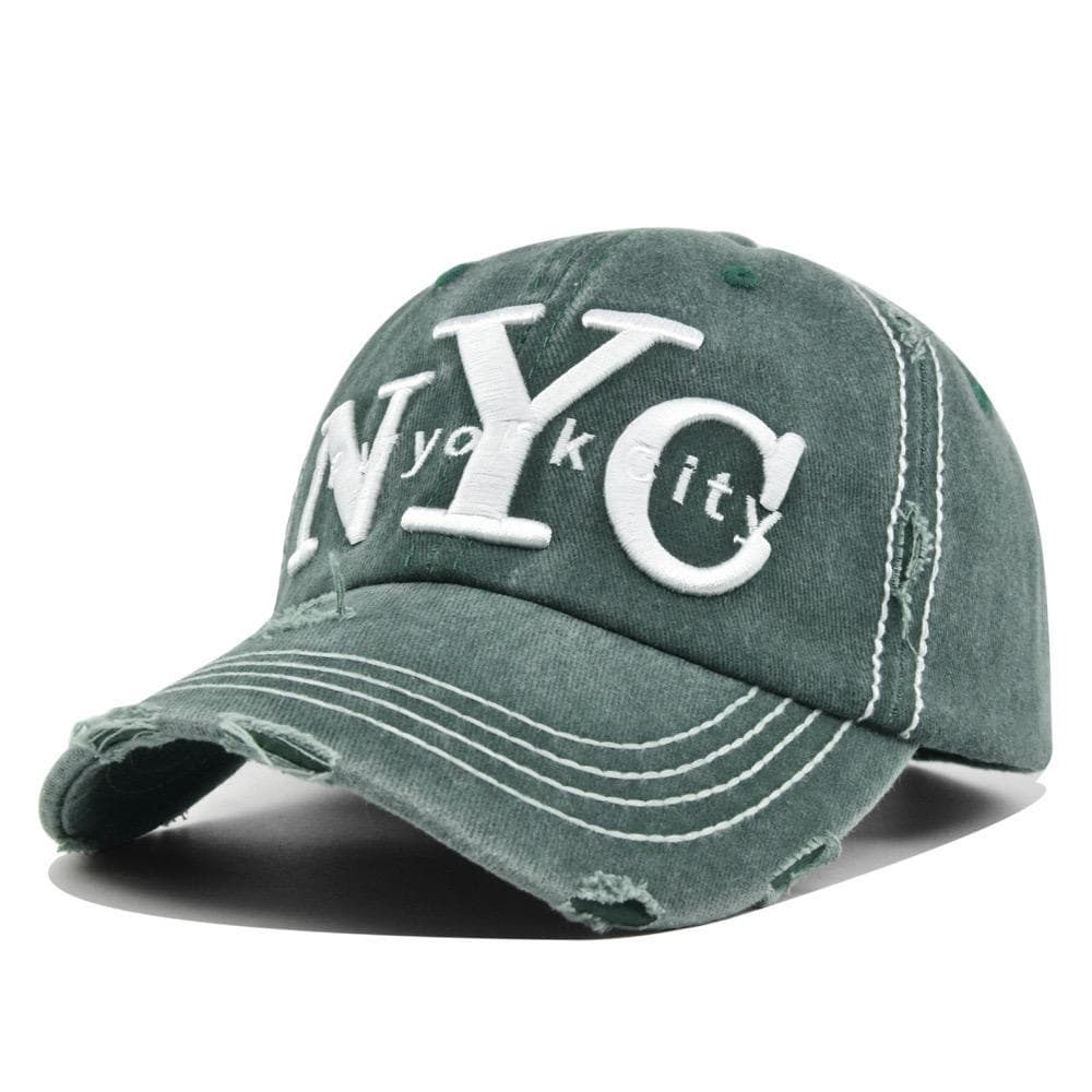 New Style Unisex Adjustable NYC Letter Embroidery Baseball Cap Outdoor Casual Sun Dad Hat for Women And Men 56cm-60cm green