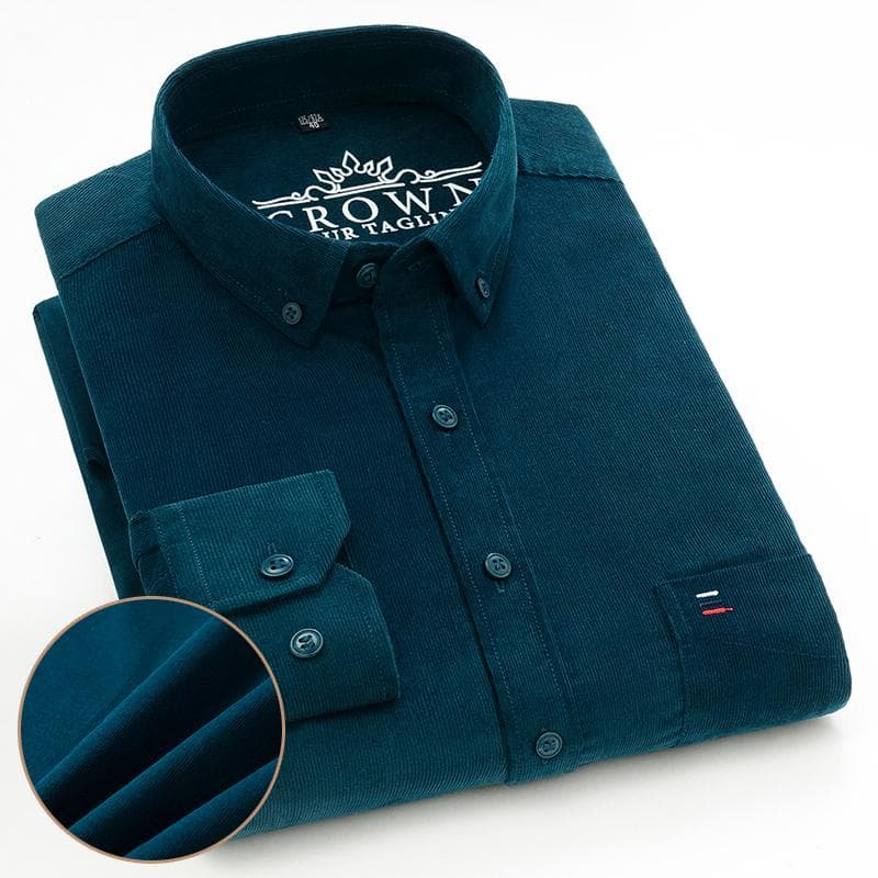 Autumn and Winter Cotton Men Corduroy Long Sleeved Casual Shirt S
