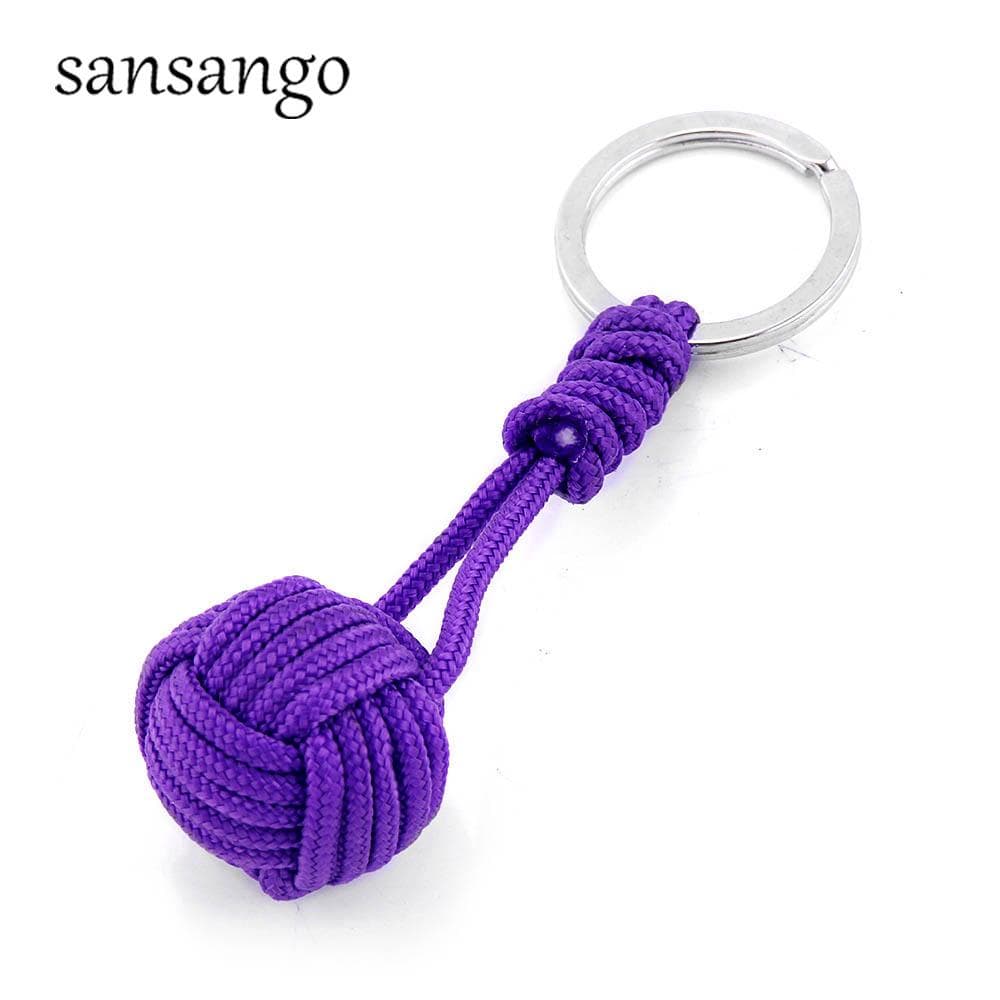 New Woven Paracord Lanyard Keychain Outdoor Survival Tactical Military Parachute Rope Cord Ball Pendant Keyring key chain purple