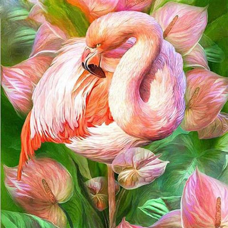 Diy Diamond Embroidery 5D Diamond Craft Painting Pink Flamingo Diamond Diamond Wall Art Decor 30x30CM