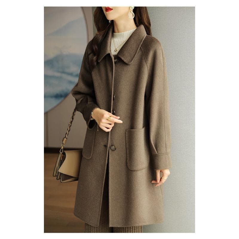 New Autumn and Winter Wool Korean Style Thickened Wool Coat Stylish Small Mid-length Women's Jacket XXL