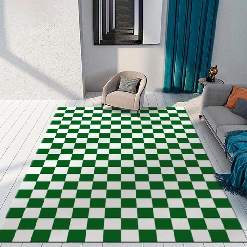 Color Checkerboard Plaid Carpet Moroccan Living Room Bedroom Rug Anti-skid Entry Door Mats Household Bedside Rugs Bay Window Mat 40 x60