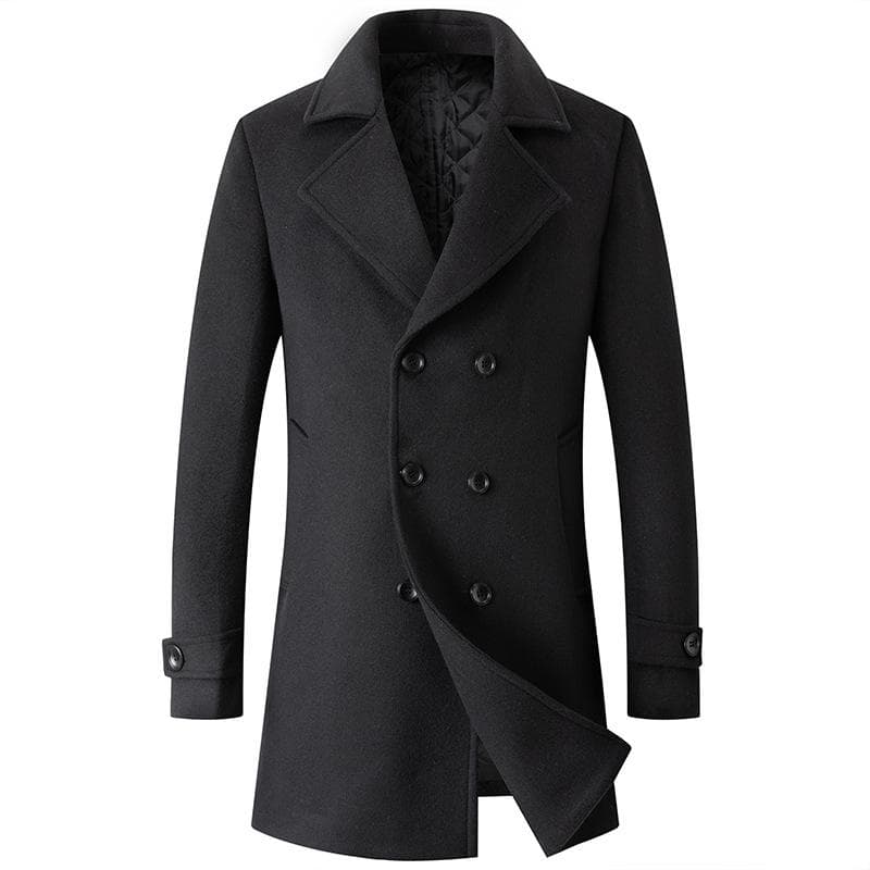 Autumn and Winter New Men's Wool Tweed Coat Fashion Double-breasted Lapel Medium-length Tweed Men's Coat XXXL