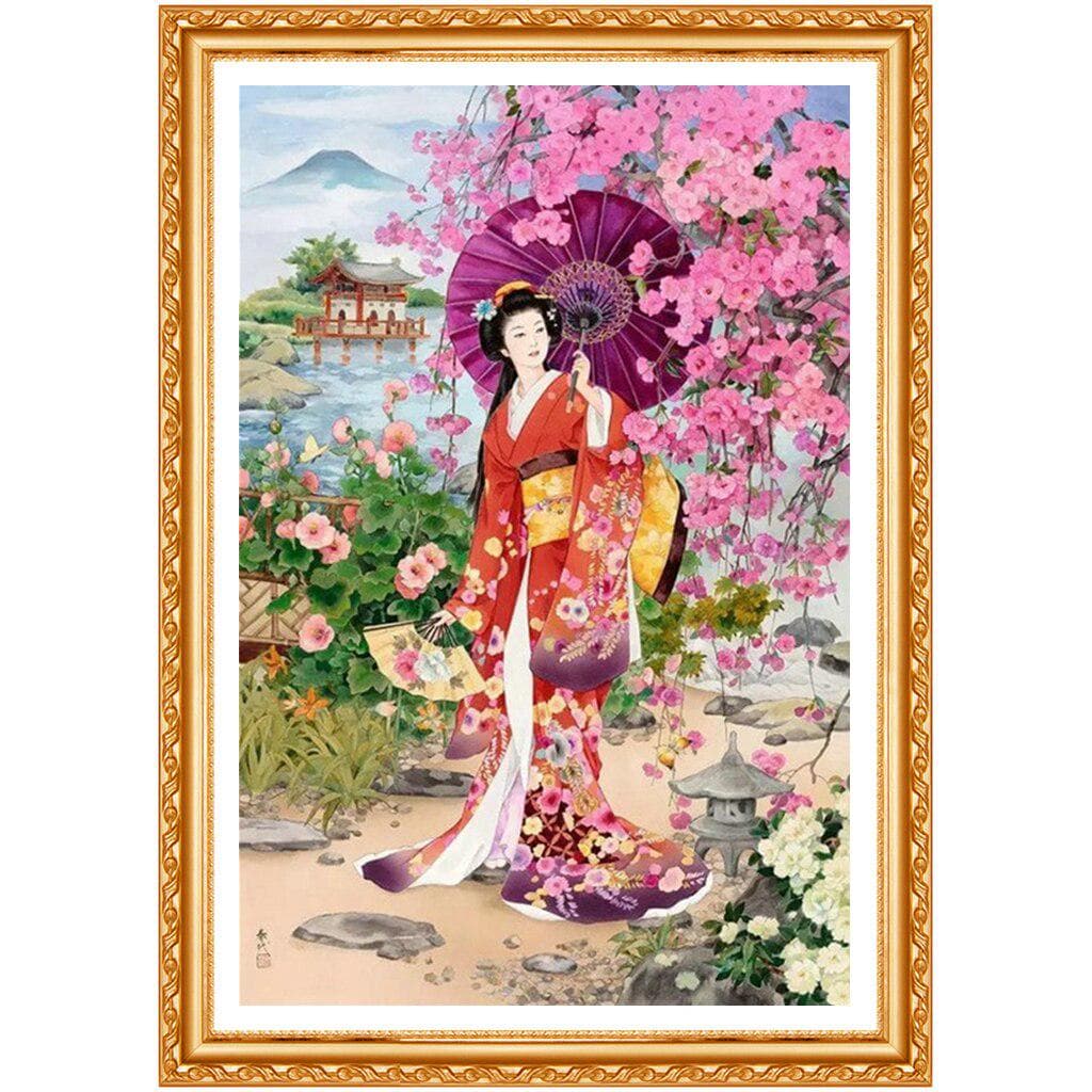 Full Round Drill 5D DIY Diamond Painting Japanese Women Embroidery Cross Stitch Home Decor Gift 50X70CM