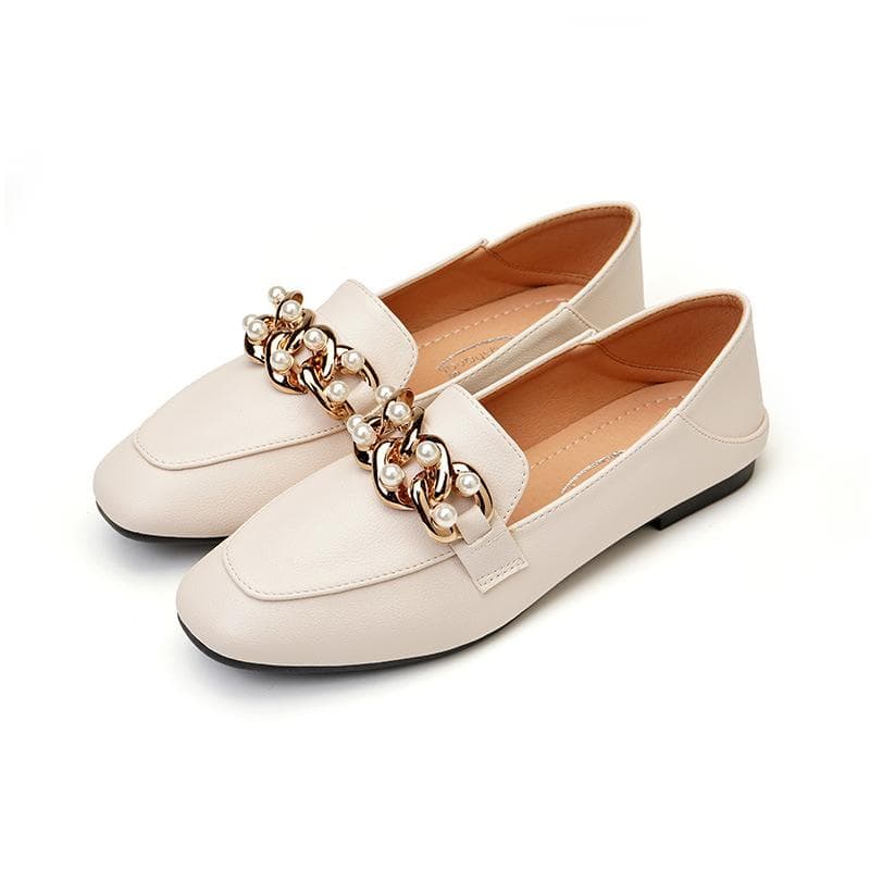 Single Shoes Women's Flat Bottom New Spring Peas Shoes British Style Retro Small Leather Shoes Slip-on Loafers for Women 41