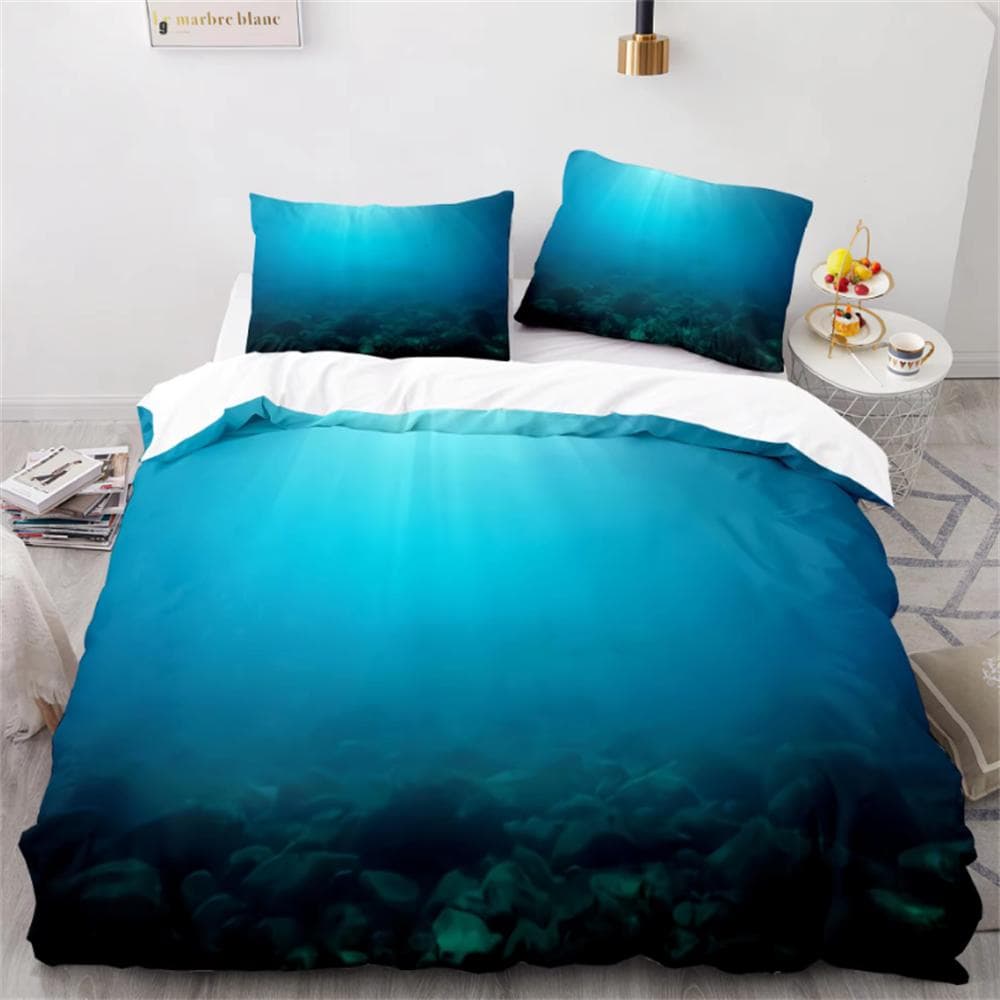 Wave Duvet Cover Set,Sea Ocean Nautical Bedding Set Sailboat Comforter Cover,Queen/King/Full/Twin Size Polyester Quilt Cover EU Double200x200cm