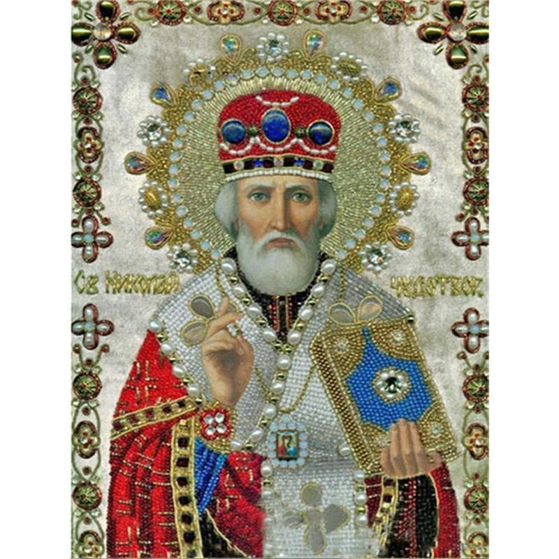 5D Diy Diamond Painting Religious Icon of Leader Cross Stitch Round Diamond 20X30CM