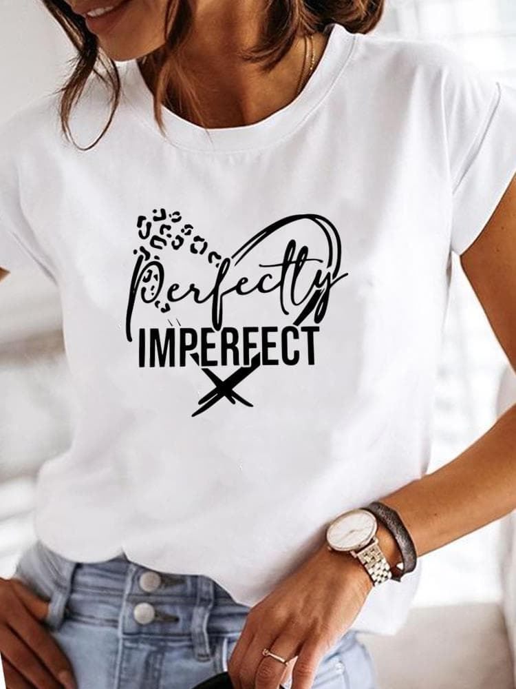 (Asian Size) Women Watercolor Trend Sweet Lovely Short Sleeve Fashion Print Lady Tee Top Clothing Casual Tshirt Female Graphic T-shirts XL