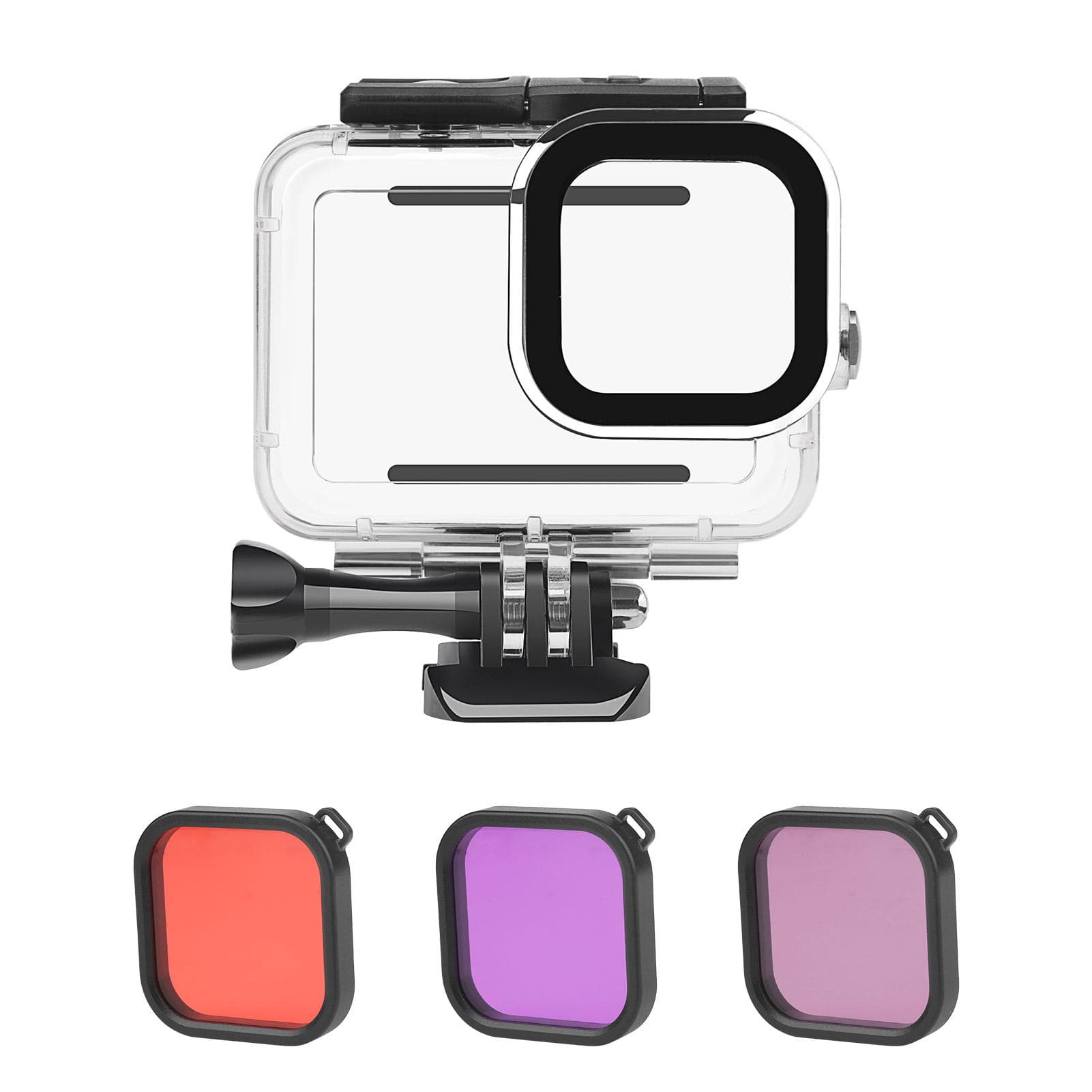 Action Camera Waterproof Case + Red Pink Purple Filter Set Replacement for GoPro Hero 9 GoPro Hero