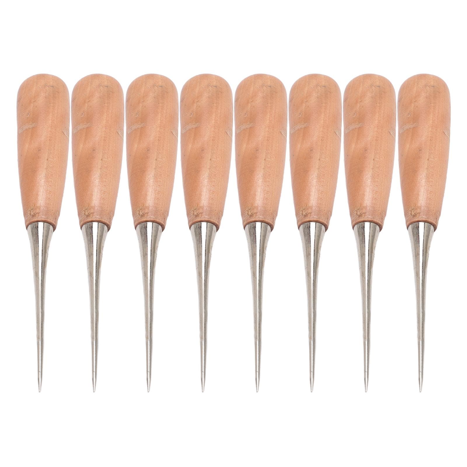 8pcs Wooden Handle Leather Drillable Stitching Sewing Awl DIY Ergonomically Handle Professional