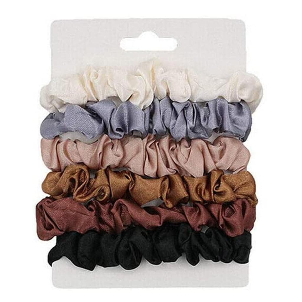 (SU)6 Colours Set Elastic Ties Hair Silk Satin Scrunchie Ponytail Ropes Accessories Free Size
