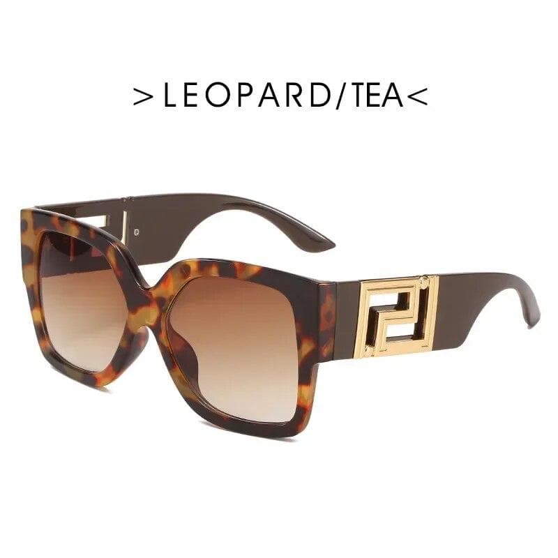 European And American Big Frame Trend Sunglasses Female Square Wide Leg Personality Sun Glasses Male Net Red Street Glasses leopard