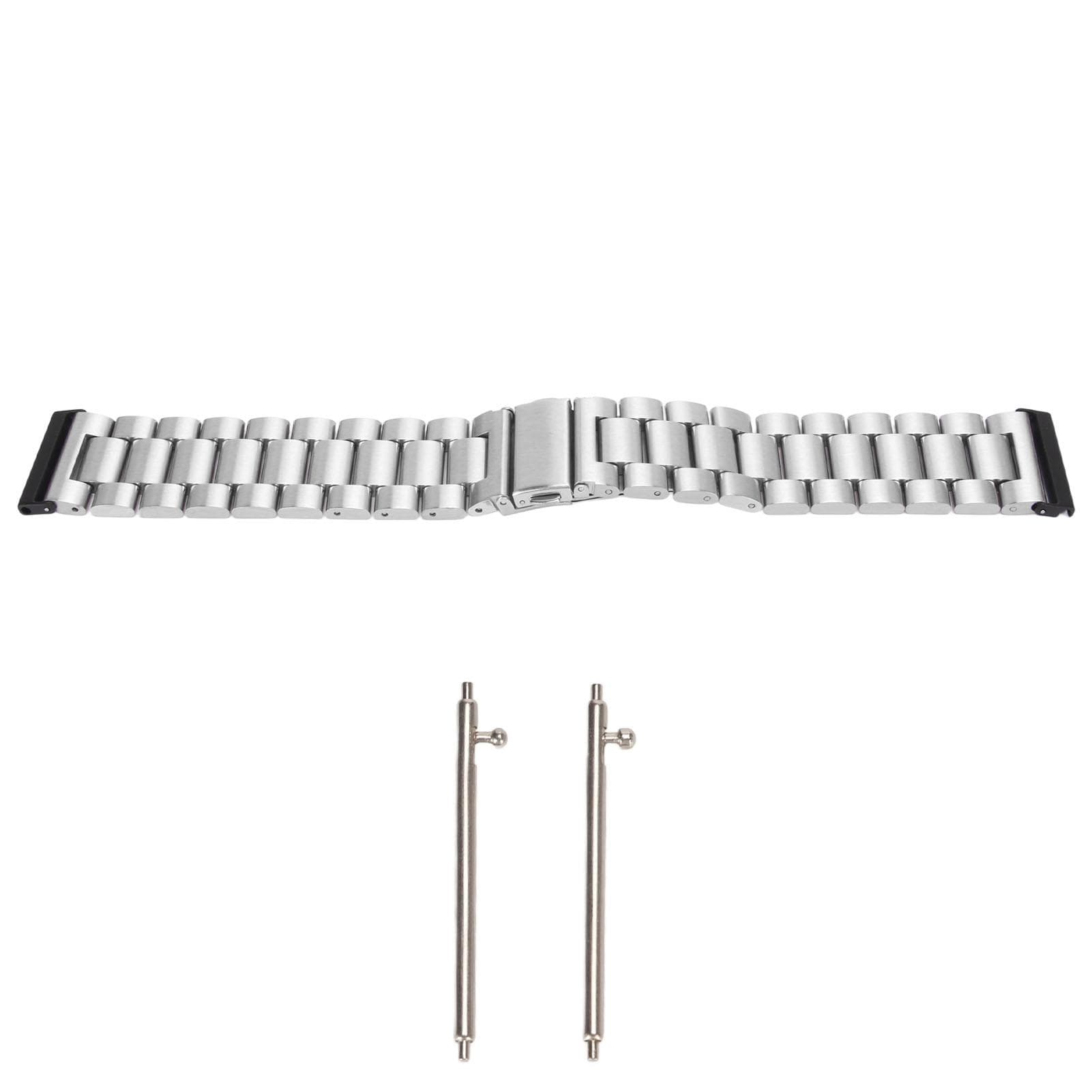 Stainless Steel Watch Band with Adjustable Metal Wristband Double Buckle 24mm Quick Release silver