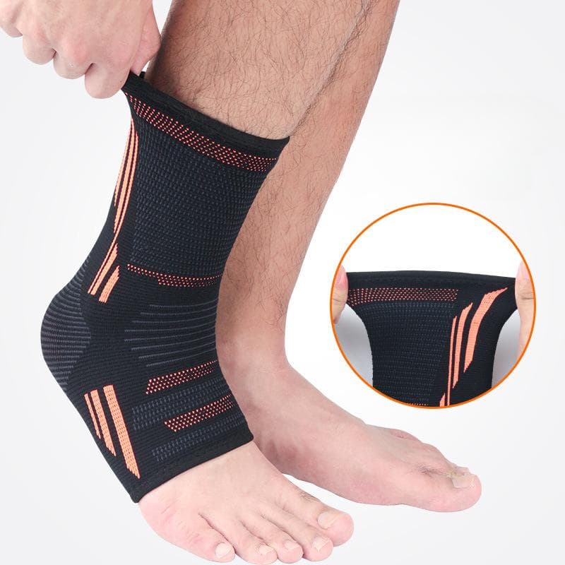1Pcs Ankle Compression Sleeve for Women/Men,Ankle Brace with Silicone Gel, Toeless Compression Sock for Arch & Heel Pain Relief M orange