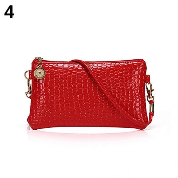 Crocodile Pattern Women Fashion Shoulder Bag Tote Messenger Zipper Satchel Handbag Shoulder Bag red
