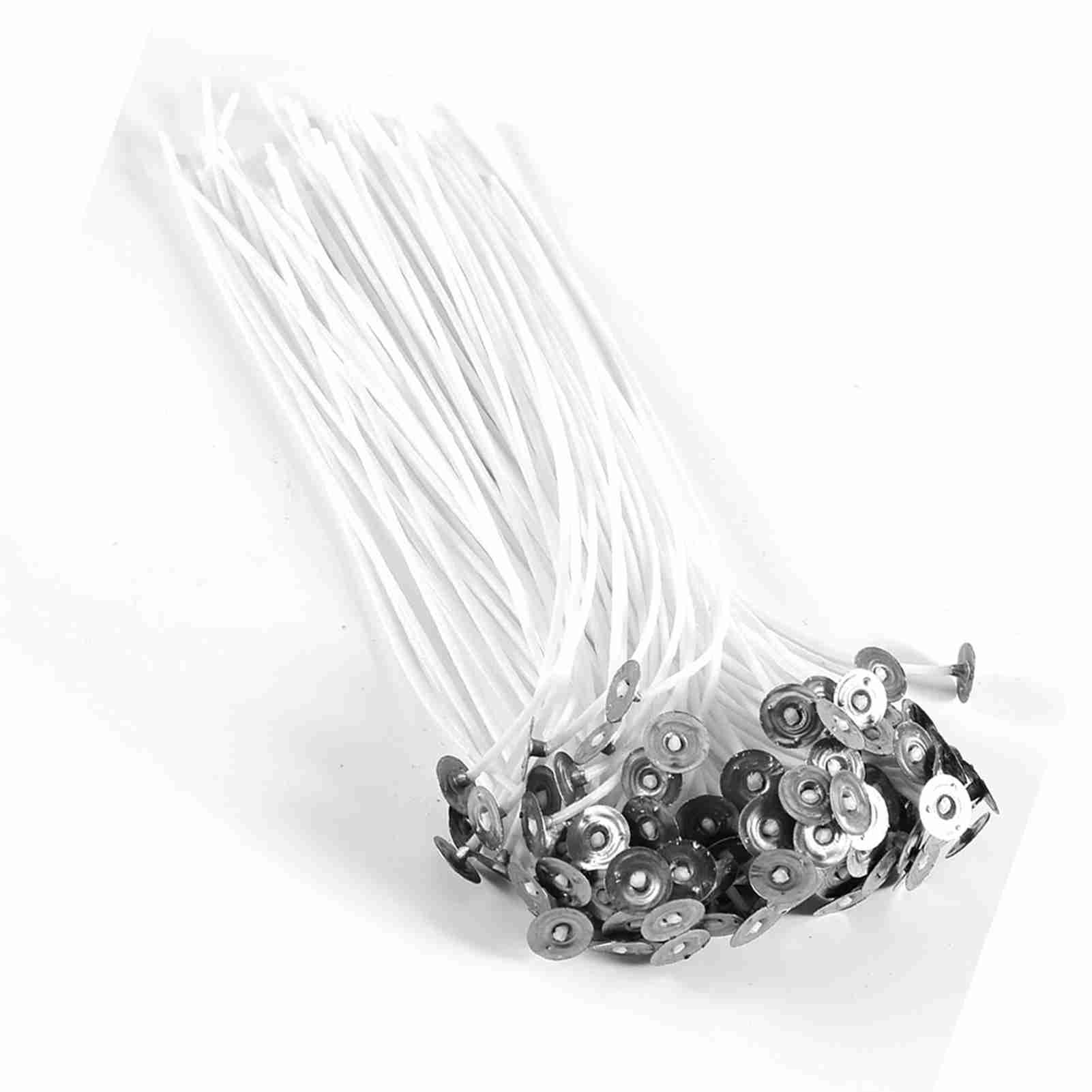100Pcs 20cm High Quality Pre Waxed Wicks With Sustainers For Candle Making
