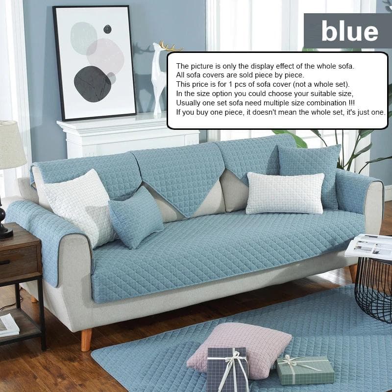 Modern Cotton Sofa Cover Japanese Solid Color Sofa Cushion Quilting Grid Combination Sofa Towel Covers for Living Room Decor 70x70cm 1PCS