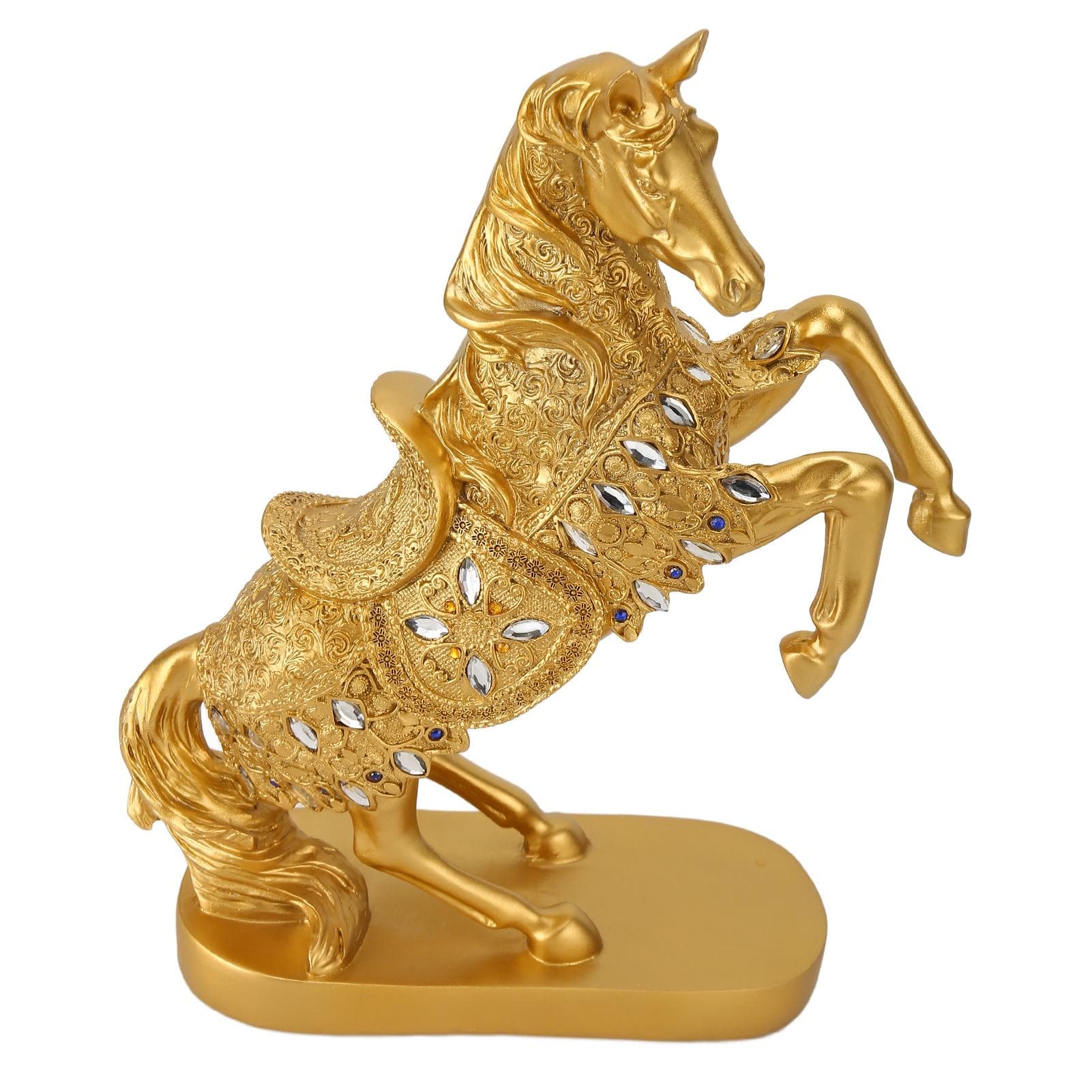 Horse Statue Gold Decoration Sculpture Home Office Art Good Fortune Figurine Feng Shui Garniture