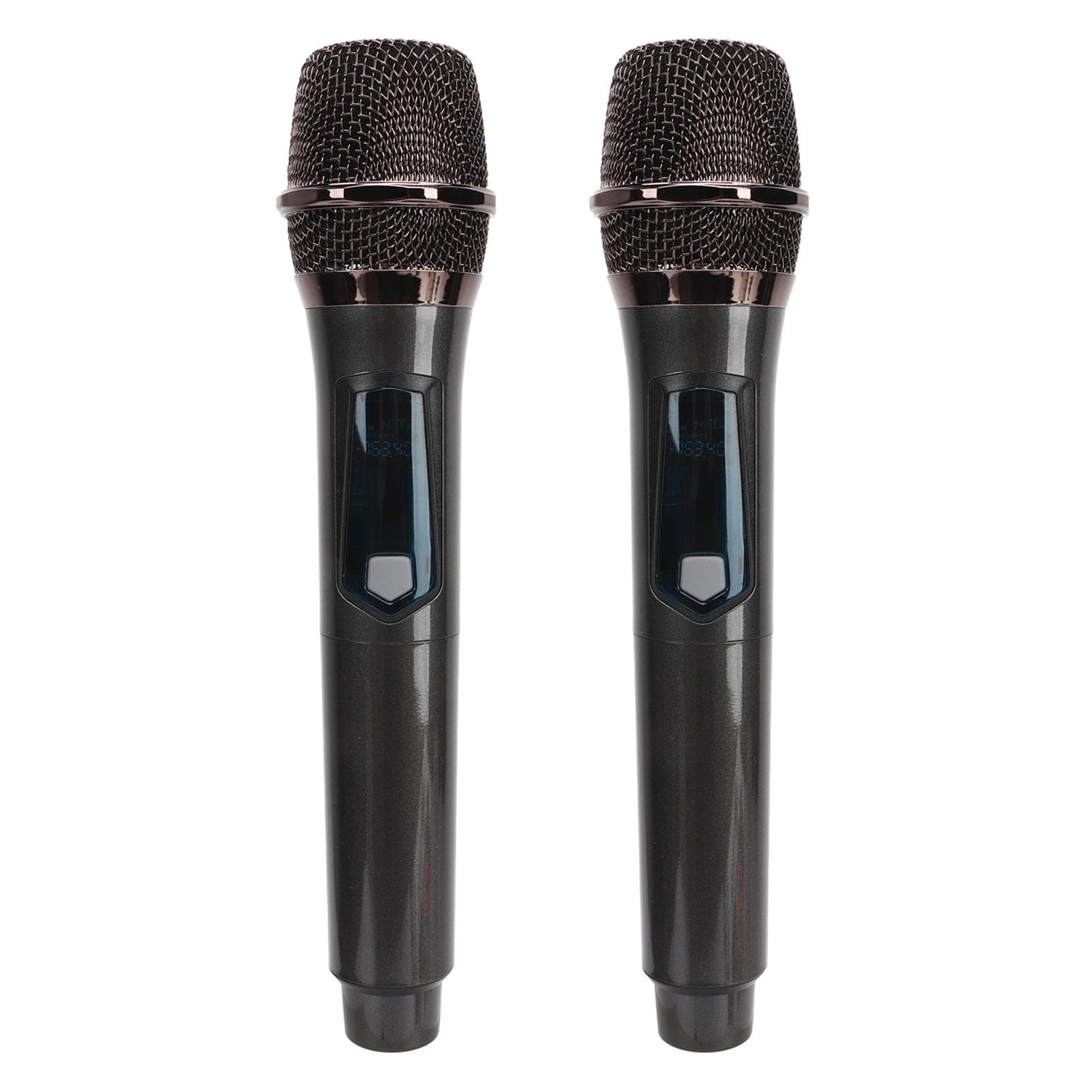 Wireless Microphone Metal Dual Handheld Cordless Dynamic Auto Connect Microphone for Karaoke
