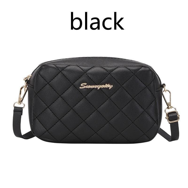Single Shoulder Bag Diamond Checkered Crossbody Bags Female Shoulder Bag 5 Colors Embroidered Camera Wallet For Women One Size black
