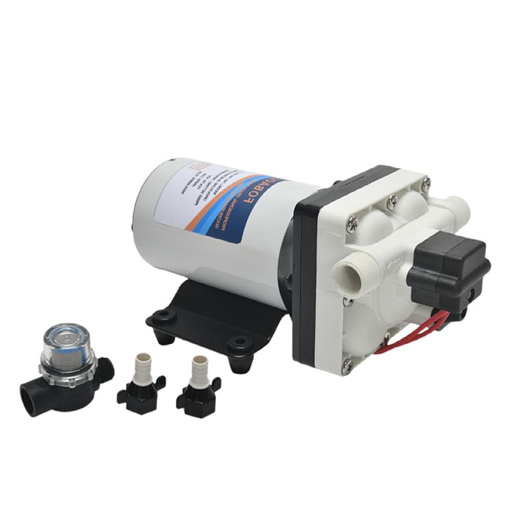 24V Water Pressure Diaphragm Pump 4-Chamber Self-Priming Pump 3.3GPM Water Transfer Pump 55PSI with 12V
