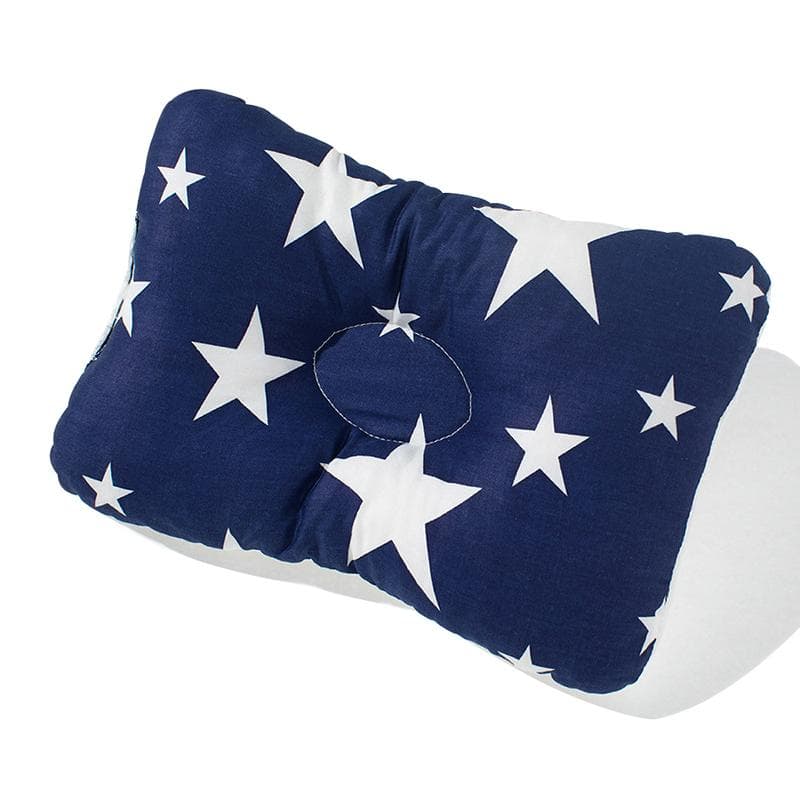 Newborn Baby Cotton Pillow Prevent Flat Head Infant Anti Roll Pillow Positioner A-Blue Star