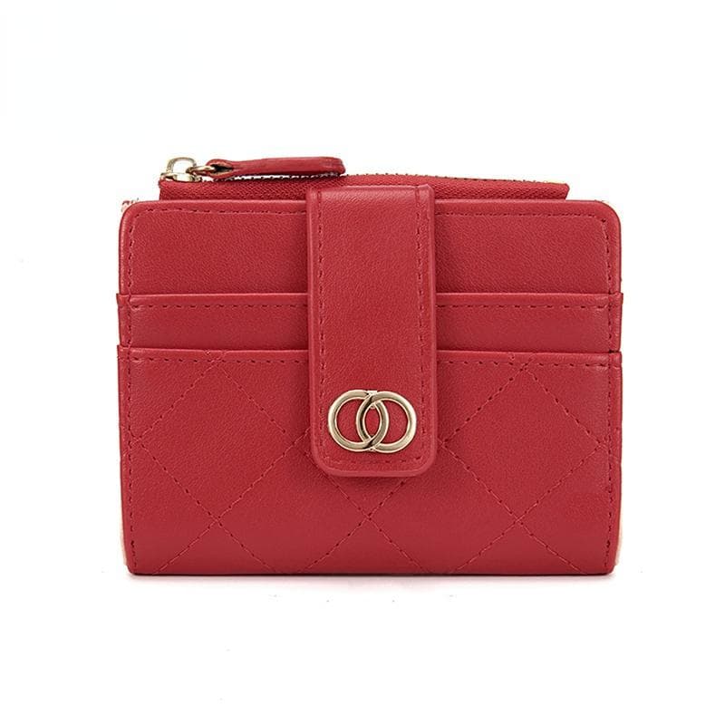 Women Wallets PU Leather Female Purse Mini Multi-Cards Holder Coin Short Wallets Slim Small Wallet Zipper red