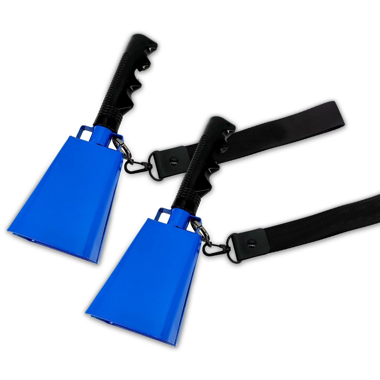 2 Pack Cowbell with Handle Noise Makers for Football Games Ranch Sports Events Party Concert 9 Inch blue