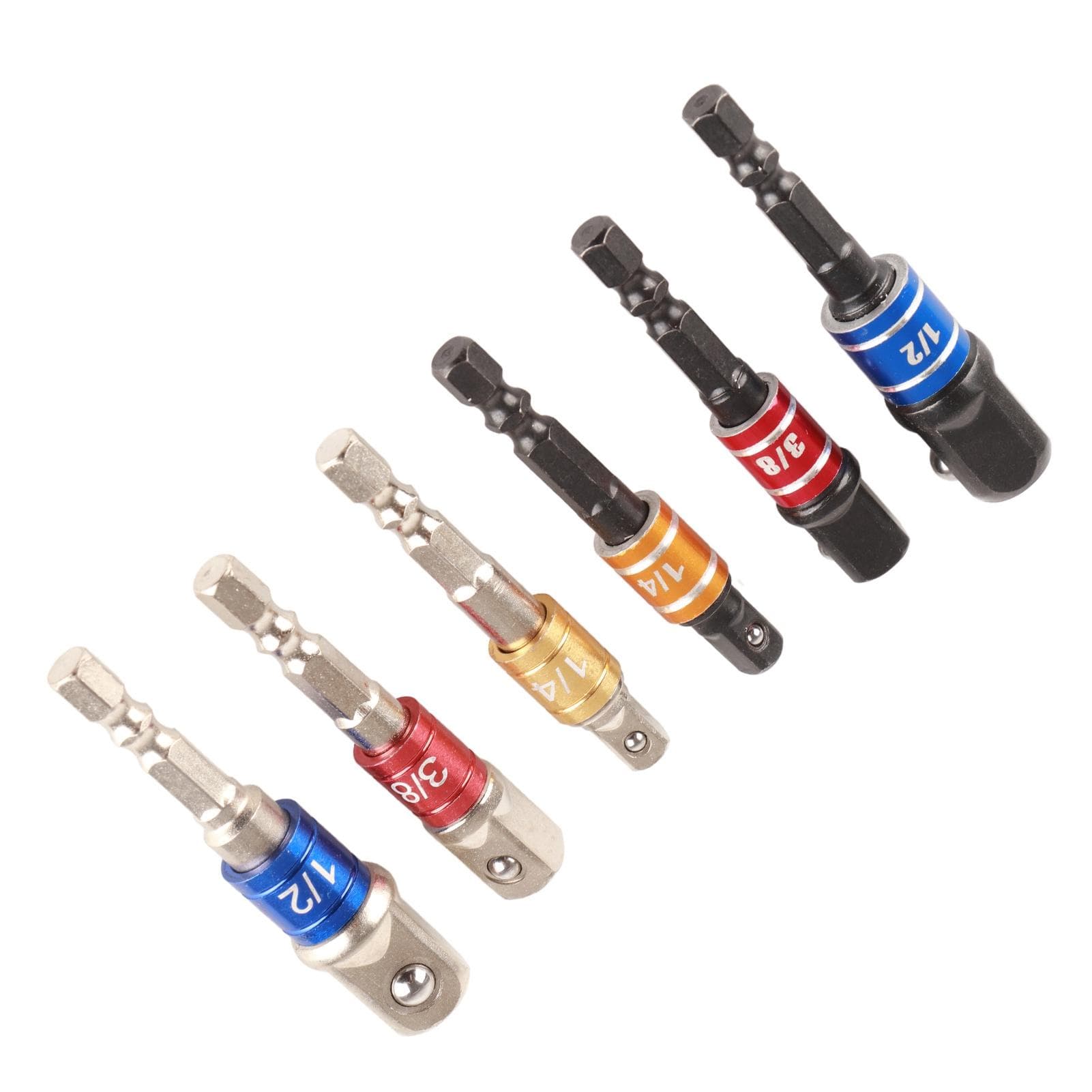 6Pcs Socket Adapter Set Hex Shank Bit Socket Wrench Adapter Extension Set Air Screwdriver Power