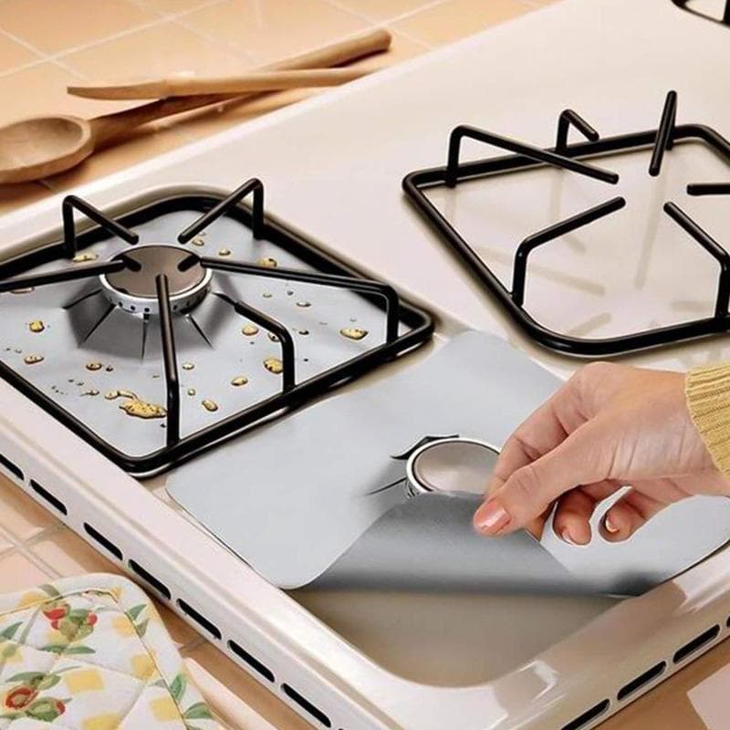 Glass Fiber Gas Stove Protectors Reusable Stove Gas Stove Protector Clean Mat Pad Protection Kitchen Tool 1pcs silver