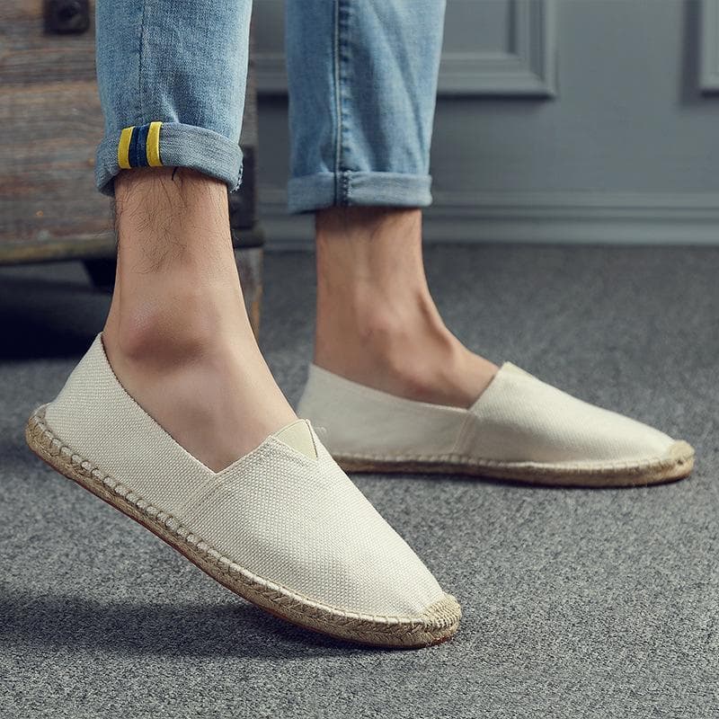Retro Low-Top Espadrilles: Breathable, Sweat-Absorbing, Classic Loafers (Not Washable) 46 white