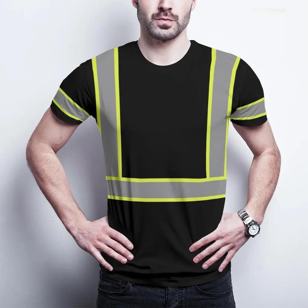 High End Men T-shirts Safety Work Clothing 3D Print Breathable Uniform Tees Sweat Wicking Comfort Oversized T Shirt 4XL
