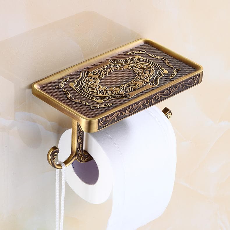 Toilet Paper Holder Wall Mounted Vintage Classic Bathroom Antique Roll Tissue Holder Bathroom Accessories gold