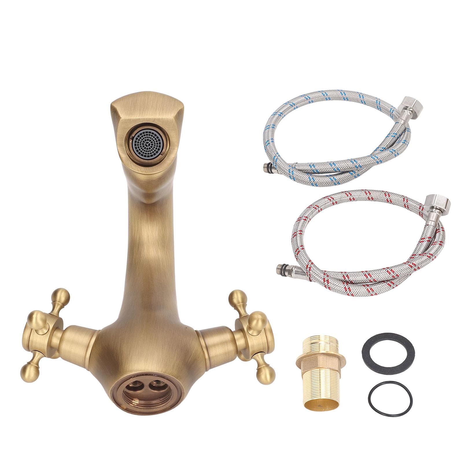 Basin Faucet Brass Retro European Style Good Sealing Corrosion Resistant Single Hole Mixer Tap with