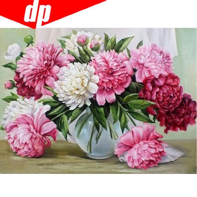 DIY 5D Diamond Mosaic Pink Flowers 5D Full Diamond Painting Cross Stitch Kits 20X30