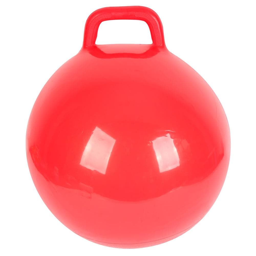Pure Color Inflatable Bouncing Ball Kids Jumping Hop Ball with Handle for Adults Children Exercise red