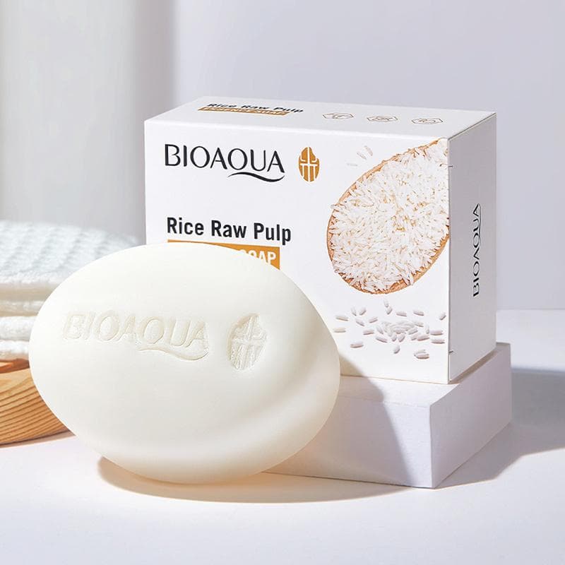 Natural Rice Raw Pulp Essence Soap for Daily Face and Body Care - Gentle and Effective Cleanser for Men and Women 100g