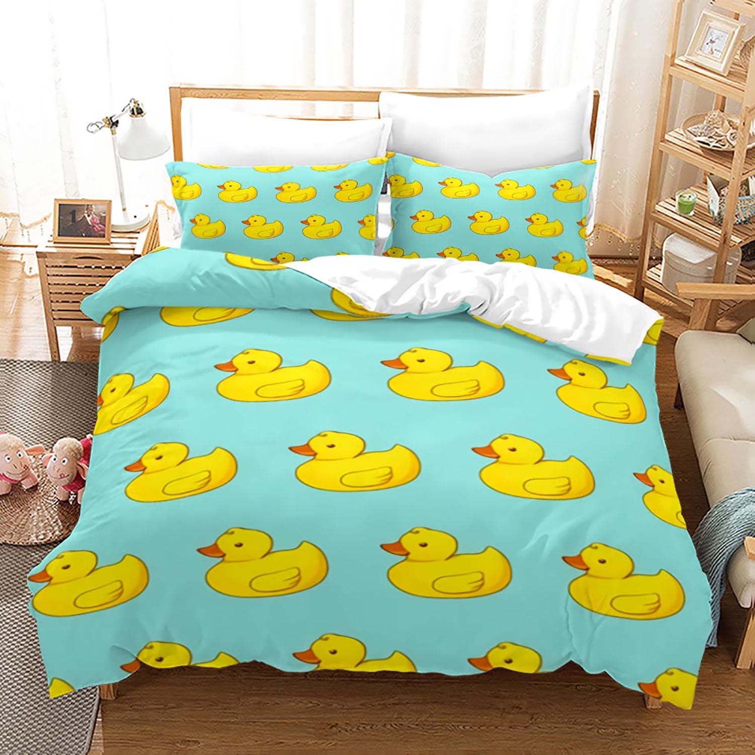 Yellow duck Bedding Set Single Twin Full Queen King Size Little duck Bed Set Aldult Kid Bedroom Duvetcover Sets 3D Print 020 150x200cm 3pcs