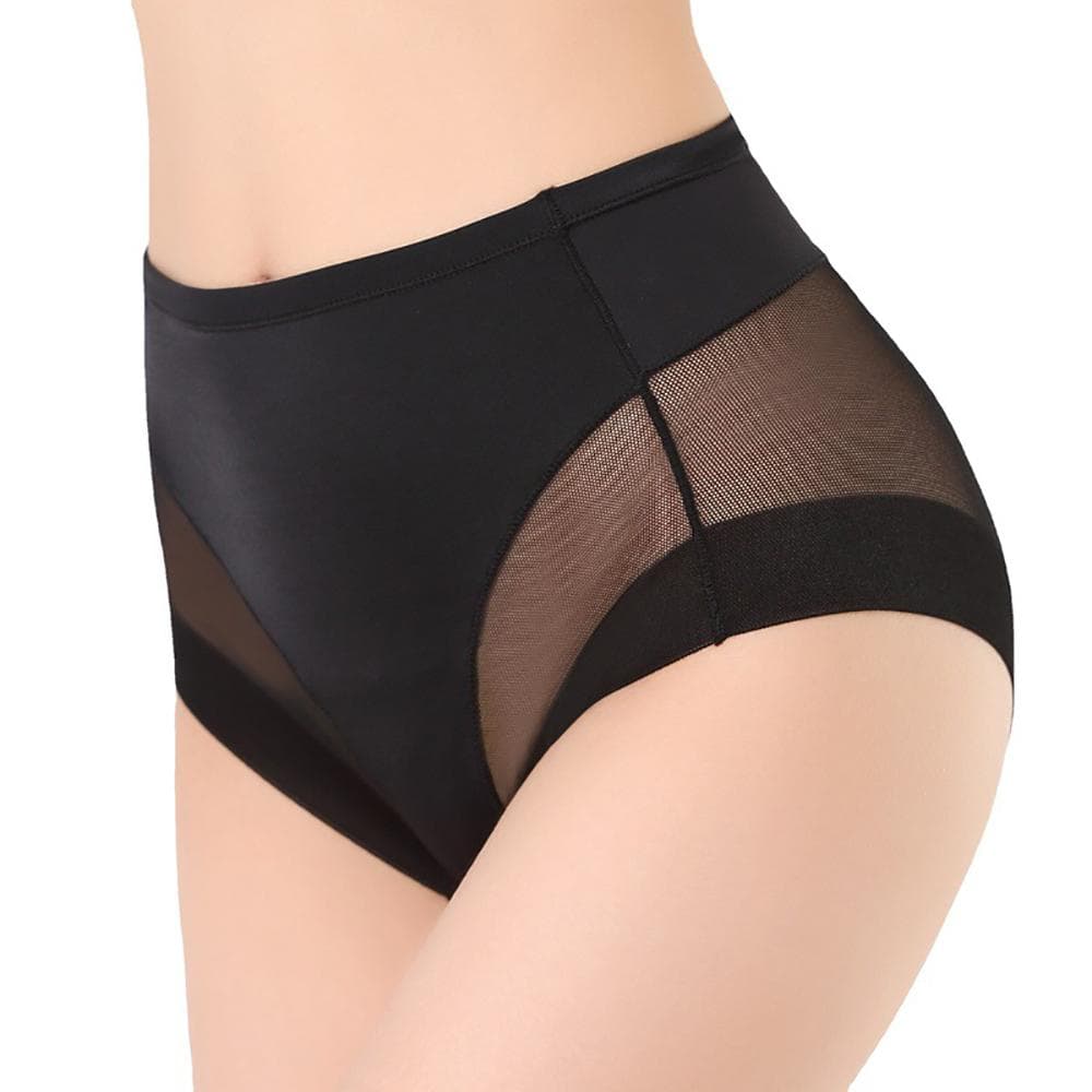Seamless Breathable Mesh Intimates Body Shaper Panties High Waist Shapewear Elastic Intimates Slimming Girdle Underwear L black