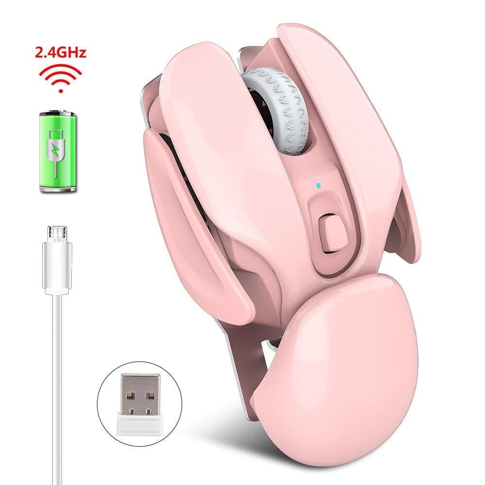 HXSJ Wireless Mouse 2.4Ghz 4 Button Rechargeable Photoelectric 1600Dpi Silent MousePink pink